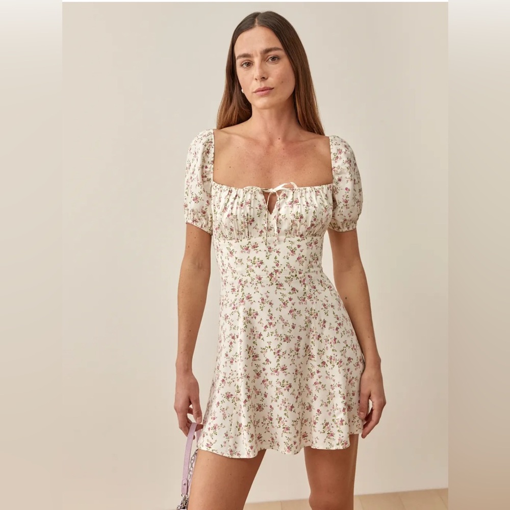 Reformation Corbin Floral White Mini Dress